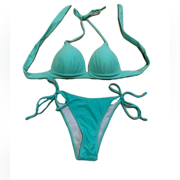 💜 Turquoise Padded Push-Up Bikini Swimsuit Set (S/M) - Picture 1 of 6